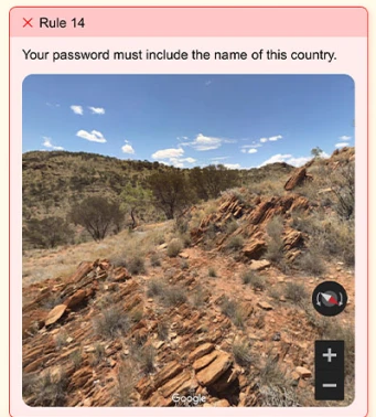 Rule 14 Solution in The Password Game: your password must include the name of this country